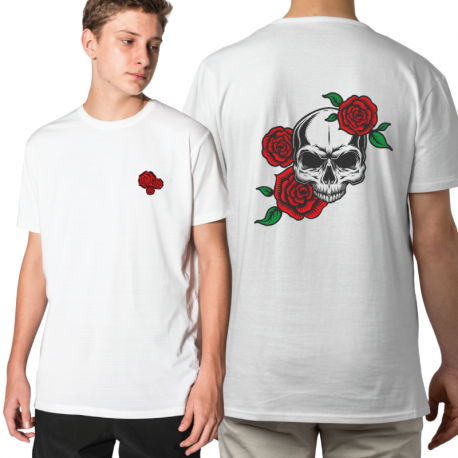 T-shirt impressa Caveira Flores