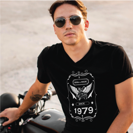 T-shirt impressa born to ride + Data